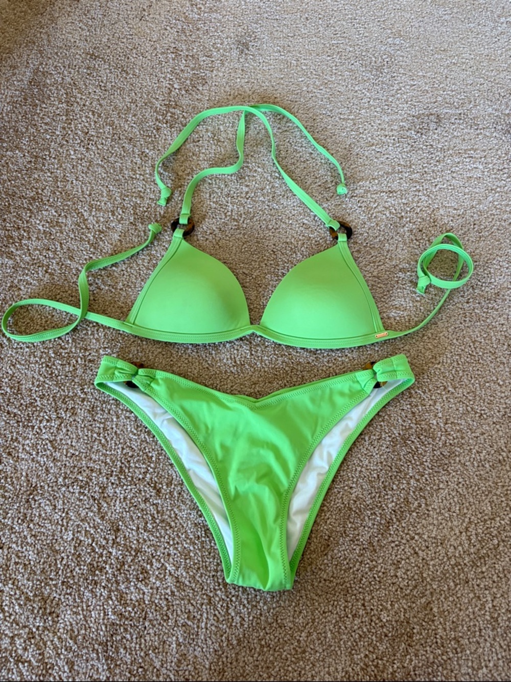 Victoria's Secret Neon Green Triangle Bikini Set